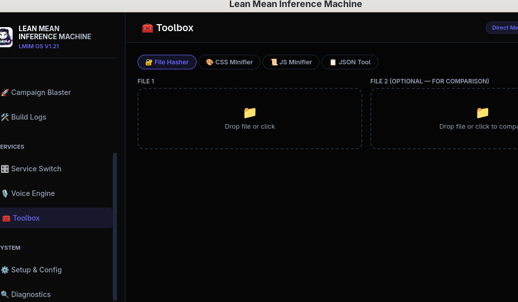 LMIM v2 Tezcat — Developer Toolbox interface